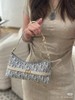 D070811浅蓝老花金色字母logo帆布单肩手提包 商品缩略图4