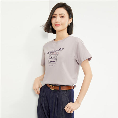 佐丹奴女装纯棉针织大象的日常印花圆领短袖T恤13394204 商品图13