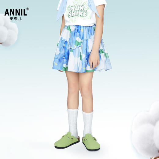 女童透气全棉印花半裙裙子新款安奈儿童装实体店同款AG423806 商品图0