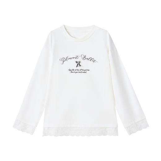 笛莎Deesha 童装女童T恤2025秋新款女童甜美蕾丝花边印花T恤 商品图4