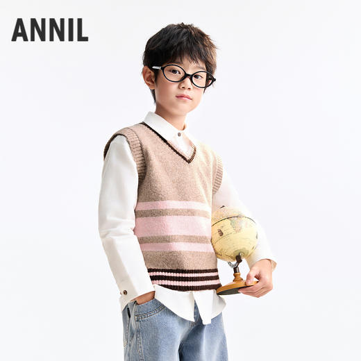 男女童V领背心秋季新款安奈儿童装EM532517 商品图1