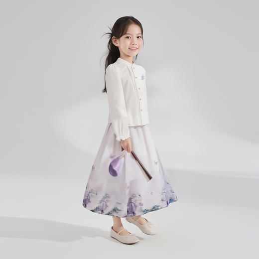 笛莎Deesha 童装女童套装2025秋新款女童清新淡雅国风衬衫马面裙套装 商品图2