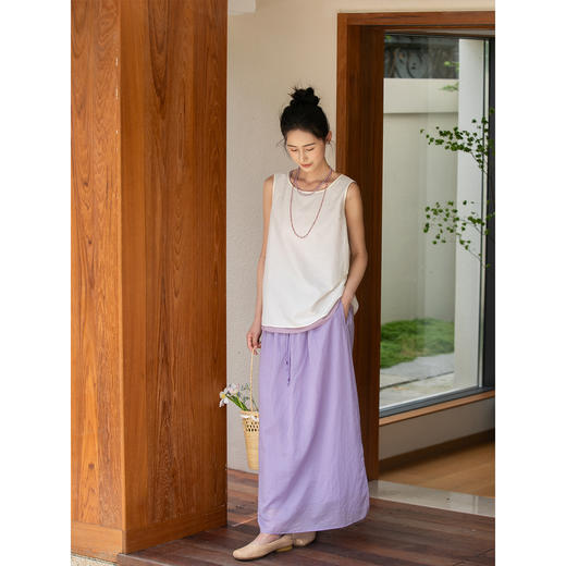 牧衣游原创 丝棉轻薄马夹新款休闲百搭简约纯色圆领背心上衣 凉起 商品图3