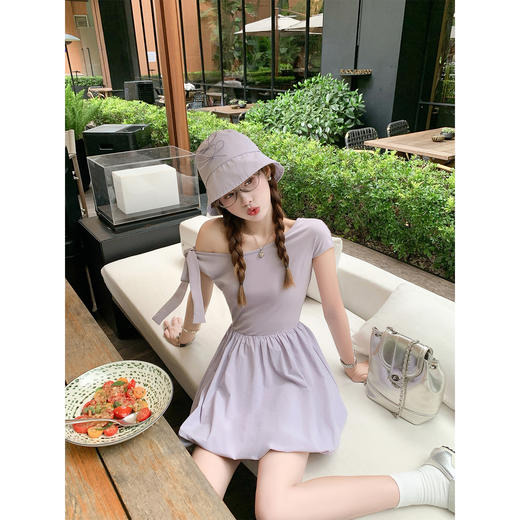 <曾小咸推荐>现货秒杀！卖完不补 ！微信打折价！斜肩系带连衣裙 日常159.99/件 立减70 秒杀89.99/件！！ 商品图3