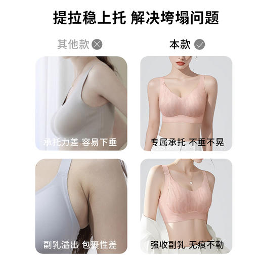 D1-【B-D】【大胸圆润】【反重力提拉聚拢防下垂】润微舒适无痕收副乳无钢圈夏薄款内衣女文胸  提拉清香 商品图4