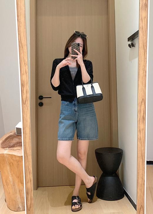 土耳其原单丹宁百慕大四面弹多工艺水洗直筒五分短裤 商品图4