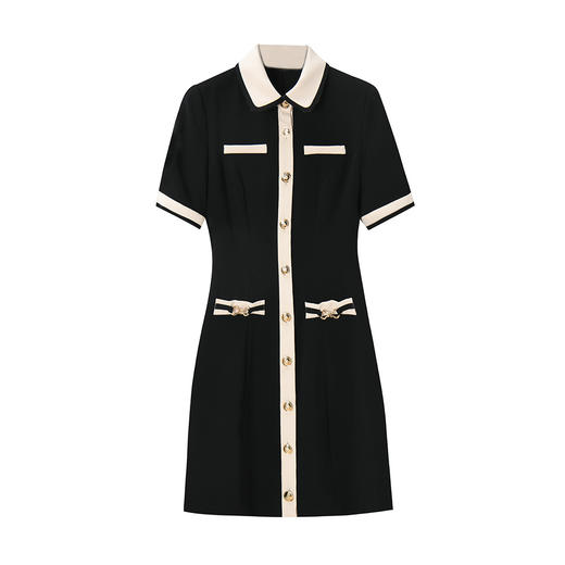 「高货sh」全新升级【铂金会员220/天猫299/差价79】(04005)洛诗琳黑白撞色小香风连衣裙2025夏季收腰显瘦直筒连衣裙 商品图4