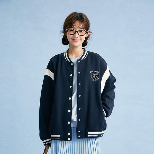 笛莎Deesha青少年女童外套2025秋季女童拼色棒球服外套 商品图3