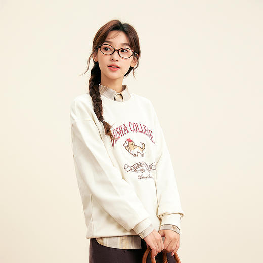 笛莎Deesha青少年女童卫衣2025秋季女童小狗印花圆领卫衣 商品图3