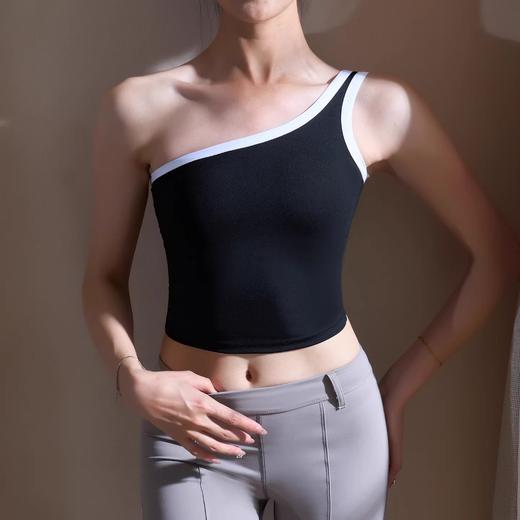 【126元任选2件】跃牌【漫西】系列 时尚美颈单肩吊带撞色吊带背心运动健身文胸带胸垫Y282 商品图4