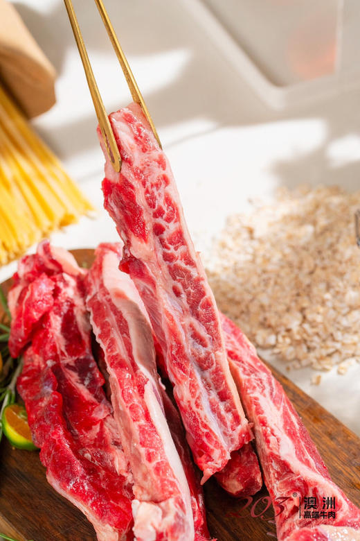 澳洲安格斯牛肋条，100%原切，短谷饲育肥，能看到雪花纹非常好 商品图3