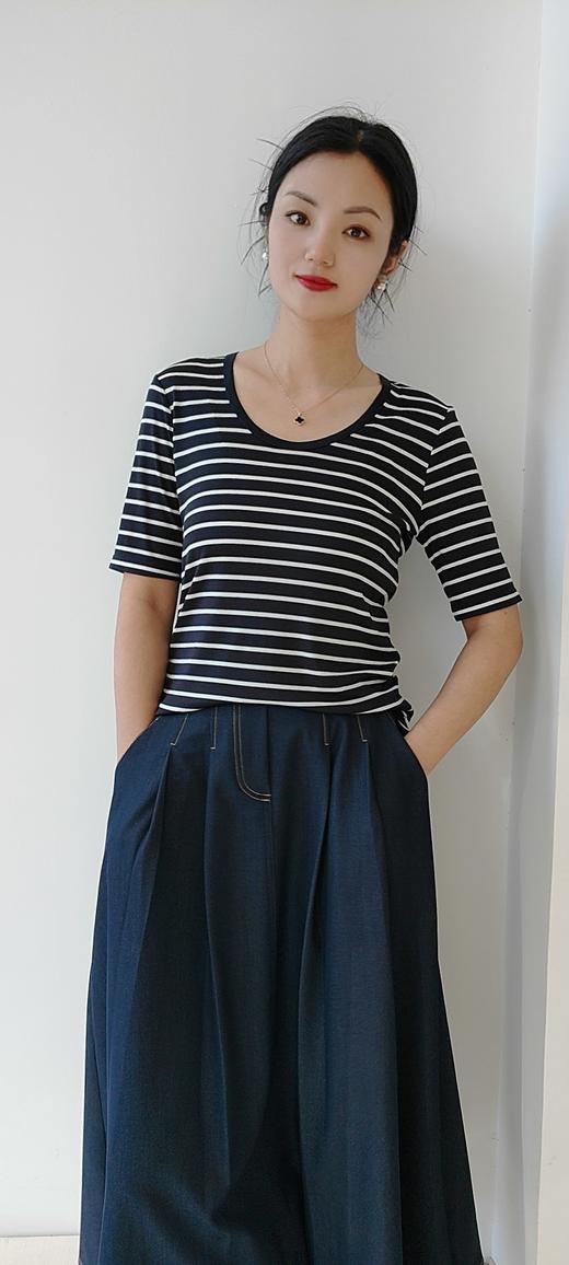 585305真丝U领条纹上衣 商品图8