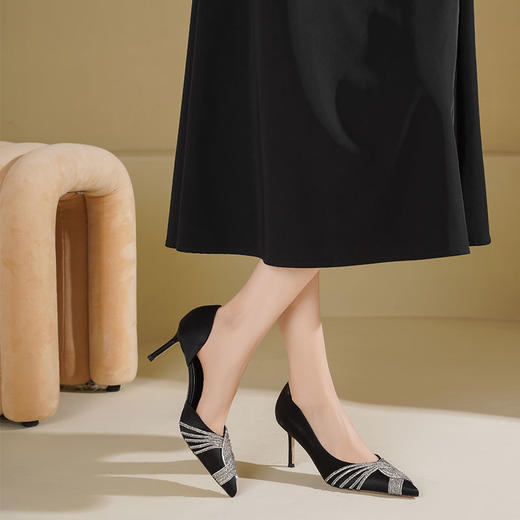 Westory2025年秋季侧空中跟尖头单鞋宴会通勤浅口单鞋S25CE76321 商品图5