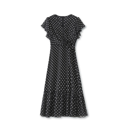 「高货wl」全新升级【铂金会员330/天猫439/差价109】(94130)洛诗琳法式气质波点印花连衣裙2025夏季乔其雪纺收腰裙子 商品图4