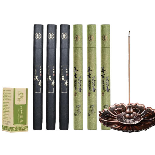 【到手六盒+超值赠品】润百艾 中国风多味线香套装 20g/盒*±40支（赠莲花香插*1+艾草精油10ml*1） 商品图12