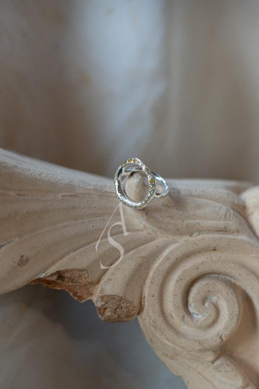 Rose Maria 25AW figgy冰金色原矿钻环形手工银戒 商品图1