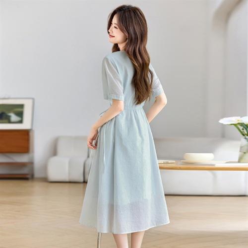 2025夏季新款时尚洋气减龄休闲百搭短袖中长裙连衣裙MUZL88055 商品图4