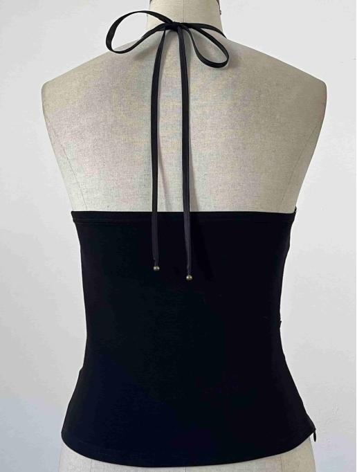 X250353 修身素绉缎印花香云纱背心吊带 商品图1