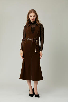 SAFICOO  优雅女人 假两件拼接设计连衣裙