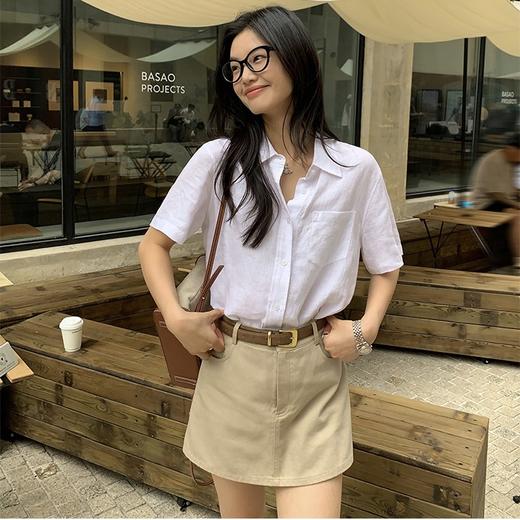 【三色可选】卷卷紫棉麻短袖衬衫 透气清爽舒适 款式百搭显瘦不挑身材 商品图8