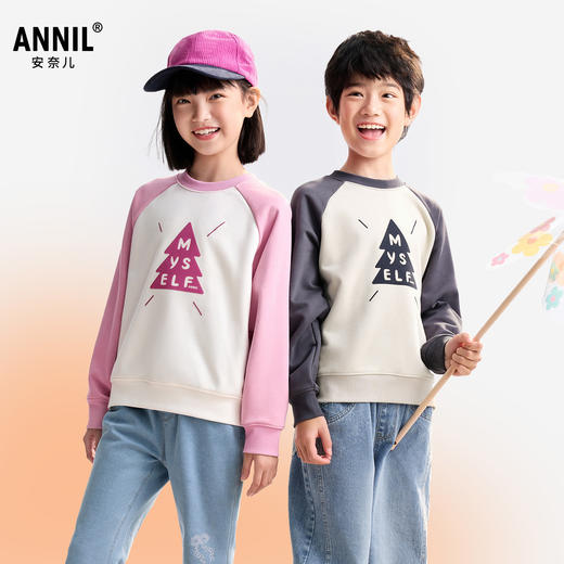 男女童圆领长袖卫衣秋季新款安奈儿童装EM531502 商品图1