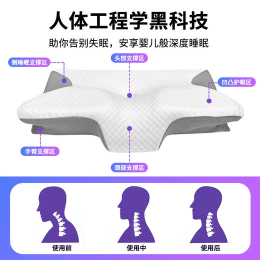 笙观相沐记忆棉枕头 慢回弹记忆棉 颈椎支撑 触感舒适 享受自然好睡眠 商品图5