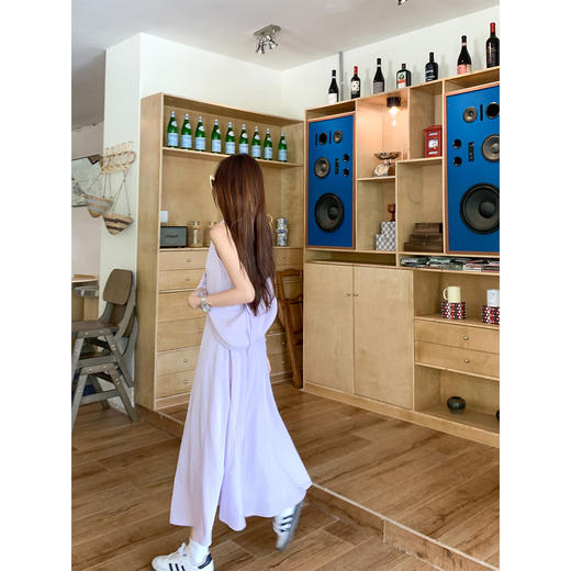 <曾小咸推荐>紫色方领背心收腰连衣裙带斜挎包 商品图4