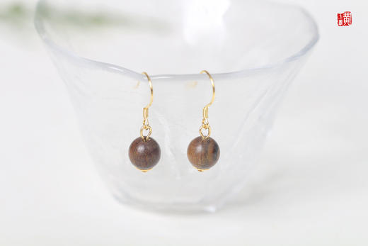 绿檀木耳坠 商品图0