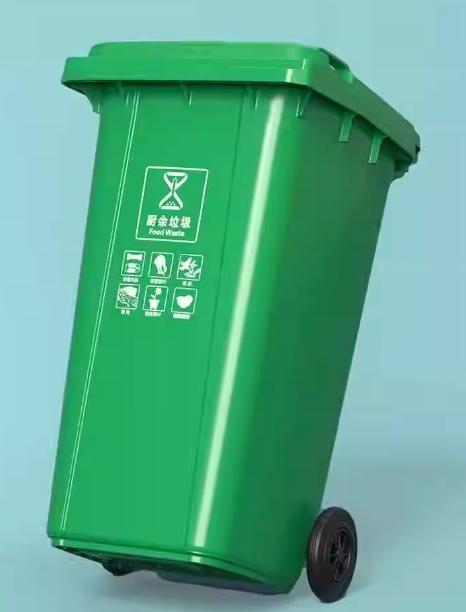 【JL】240L绿色厨余加厚带轮垃圾桶 商品图0