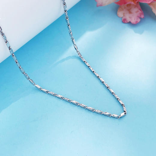 【限时8.8折】【线上铂金馆】PT950 【国际铂金协会 精品】铂金实心不可调节倒模斜角瓜子项链(ACPTXL00025)预售产品下单后不退款不退货不换货不补差价) 商品图1