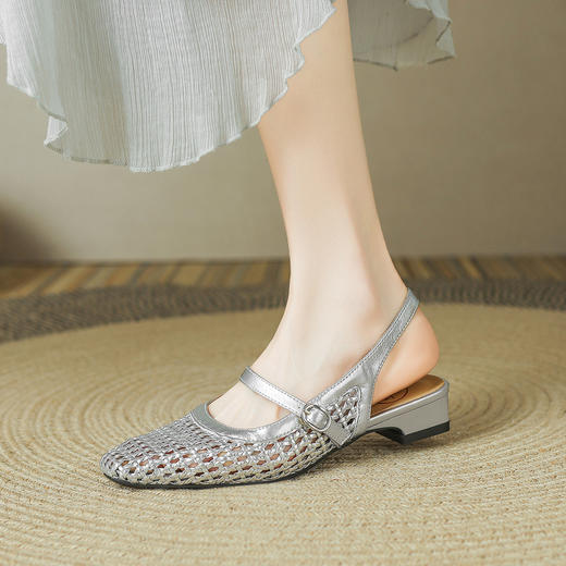 品质好货|Safiya/索菲娅2025网面透气编织感中后空凉鞋SFD2114738 商品图4