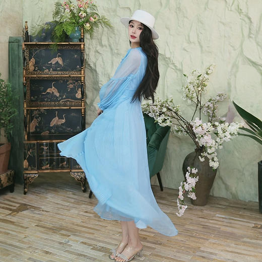 【林栖设计小店】桑蚕丝混纺连衣裙金丝复古优雅气质2025秋季新款长裙女F1953129 商品图1