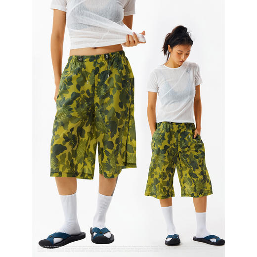 CryingCenter 向日葵松紧腰抽绳三伞兵裤夏季半透八分裤 哭喊中心 商品图0