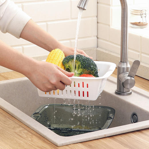 【批发】美丽雅厨房双层晶透洗水果篮多用洗菜篮颜色随机 1套 商品图9