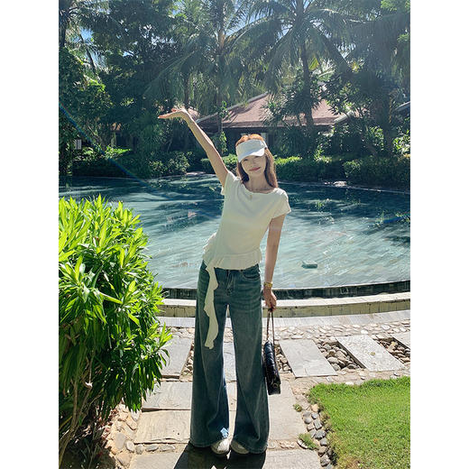 【99元任选2件】新品现货秒杀！卖完下架不再补 ！微信粉丝打折价！！两色不规则设计飘带短袖 商品图6