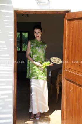 【门店同款】ENJOY夏季云敛-“乐染东方”侧开叉长半裙 163751407