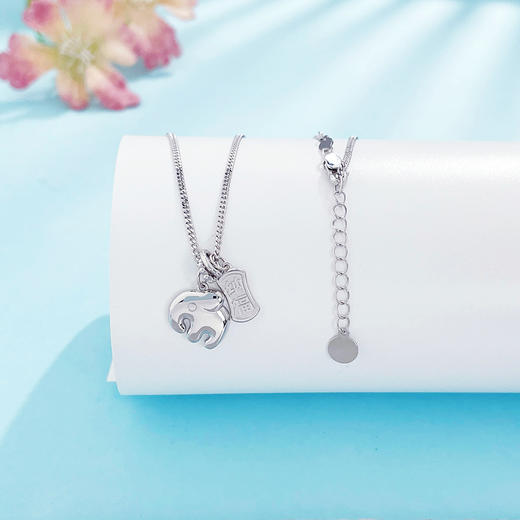 【限时8.8折】【线上铂金馆】PT950 #卡通 #福象系列 铂金空心调节纳福牌卡通吉象Q萌墩墩象套链(PTTL00228)预售产品下单后不退款不退货不换货不补差价) 商品图0