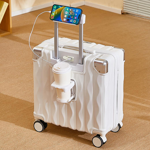 【隐藏式折叠杯架！出行更好的释放双手】18寸行李箱小型可登机新款铝框静音万向轮拉杆箱包多功能旅行箱子。ry 商品图9