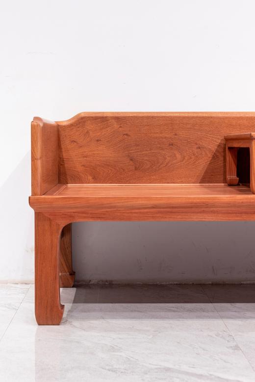 红桥红  家具严选  缅甸花梨（大果紫檀）【208 直腿罗锅枨 三围独板罗汉床 两件套】 商品图2