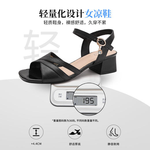 品质好货|Safiya/索菲娅2025头层牛皮粗跟时装优雅凉鞋SFD2115731 商品图4