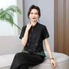 丁摩真丝香云纱龟纹夏季桑蚕款新中式下摆刺绣短袖AL2560 商品缩略图1