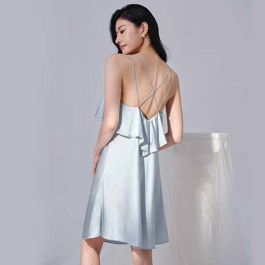 【3F】安莉芳桑蚕丝混纺圆领吊带A字短裙睡裙家居裙EL00848 商品图1