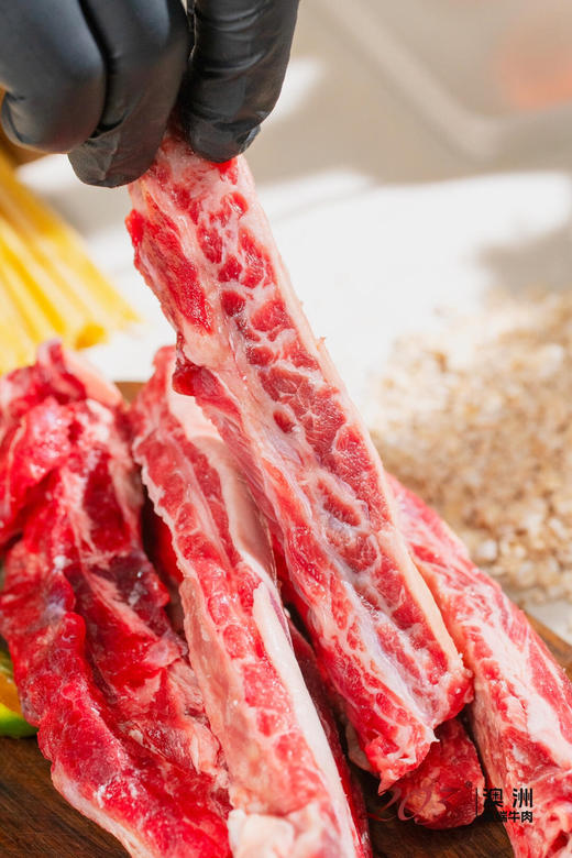 澳洲安格斯牛肋条，100%原切，短谷饲育肥，能看到雪花纹非常好 商品图2