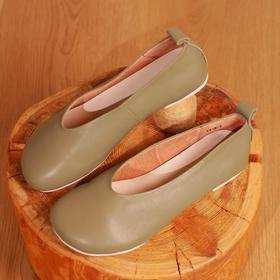 【抖音专属】头层牛皮单鞋（P418-1绿色）