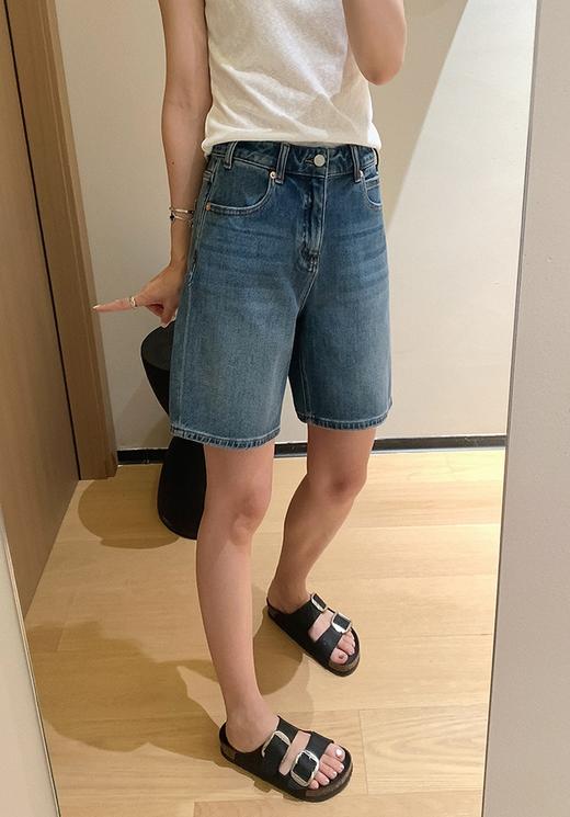 土耳其原单丹宁百慕大四面弹多工艺水洗直筒五分短裤 商品图3