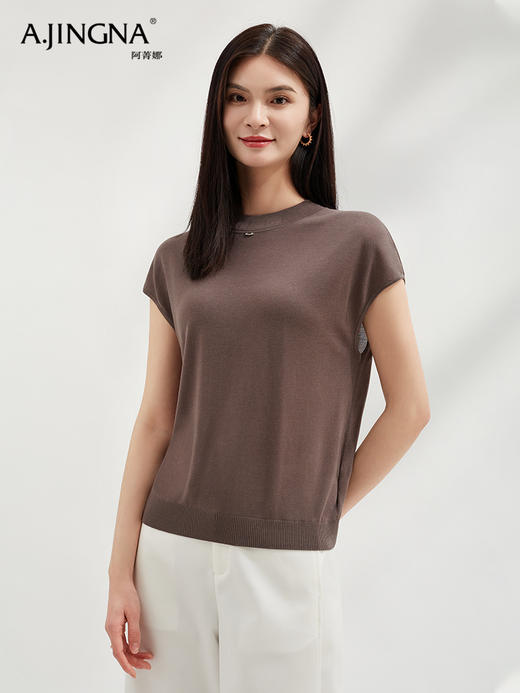 【质感丝滑】阿菁娜桑蚕丝通勤蝙蝠袖针织衫F30C301009 商品图1