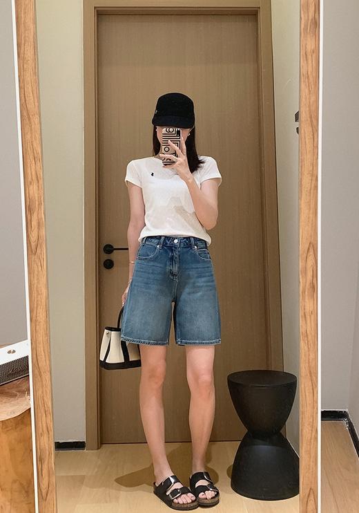 土耳其原单丹宁百慕大四面弹多工艺水洗直筒五分短裤 商品图5