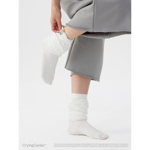 CryingCenter 假两层叠穿立体感中筒舒适运动堆堆袜 哭喊中心 商品图2