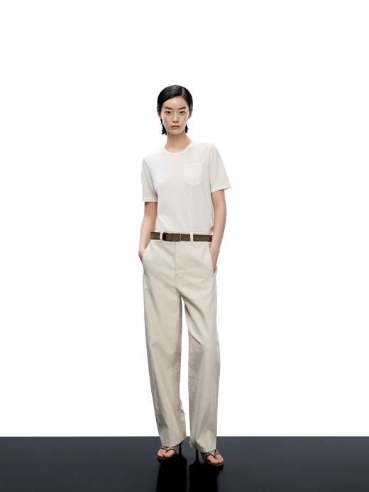 78-1  独家圆正 可机洗绵羊毛 EDS早秋 干爽透气 极简口袋 圆领针织短袖 我穿L 商品图11