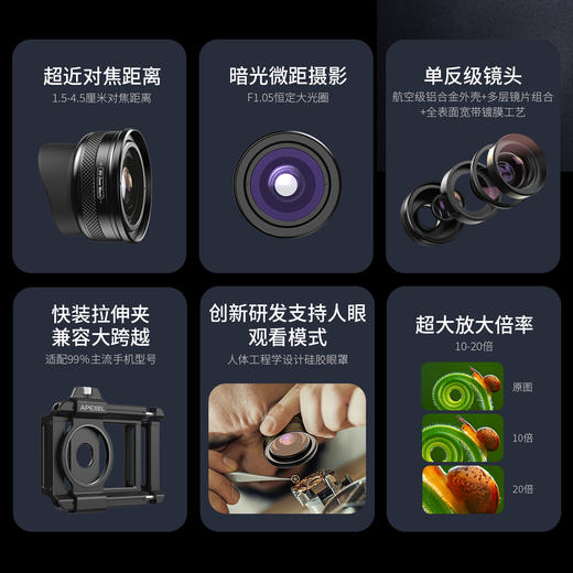 【油麻菜同款】手机微距镜头 1.5-4.5cm变焦变倍精细拍摄 F1.05大光圈柔美虚化 商品图7
